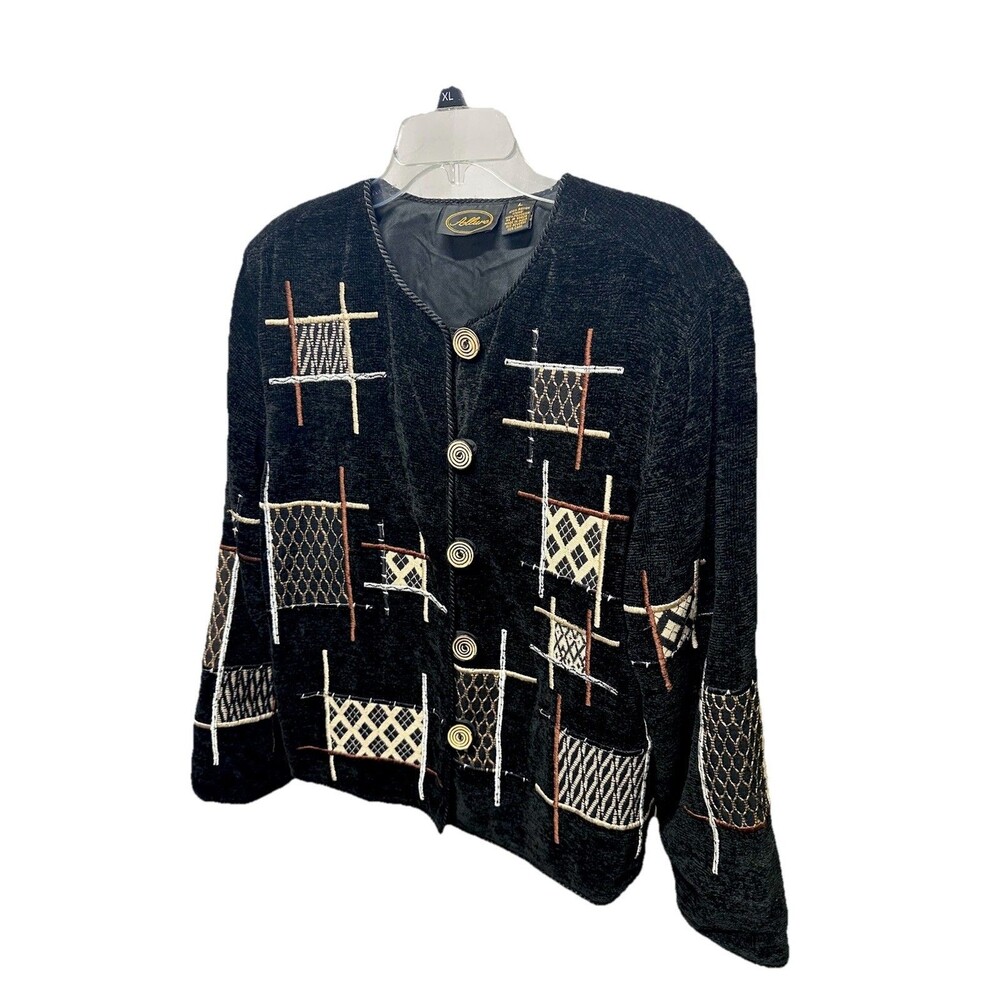 Allure Vintage Velvet Embroidered Patchwork Tapestry Jacket Size L